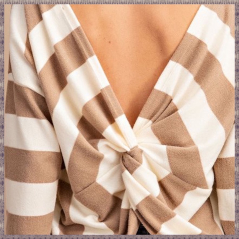 NEW! BACK TWIST STRIPED TOP - Picture 3 of 3
